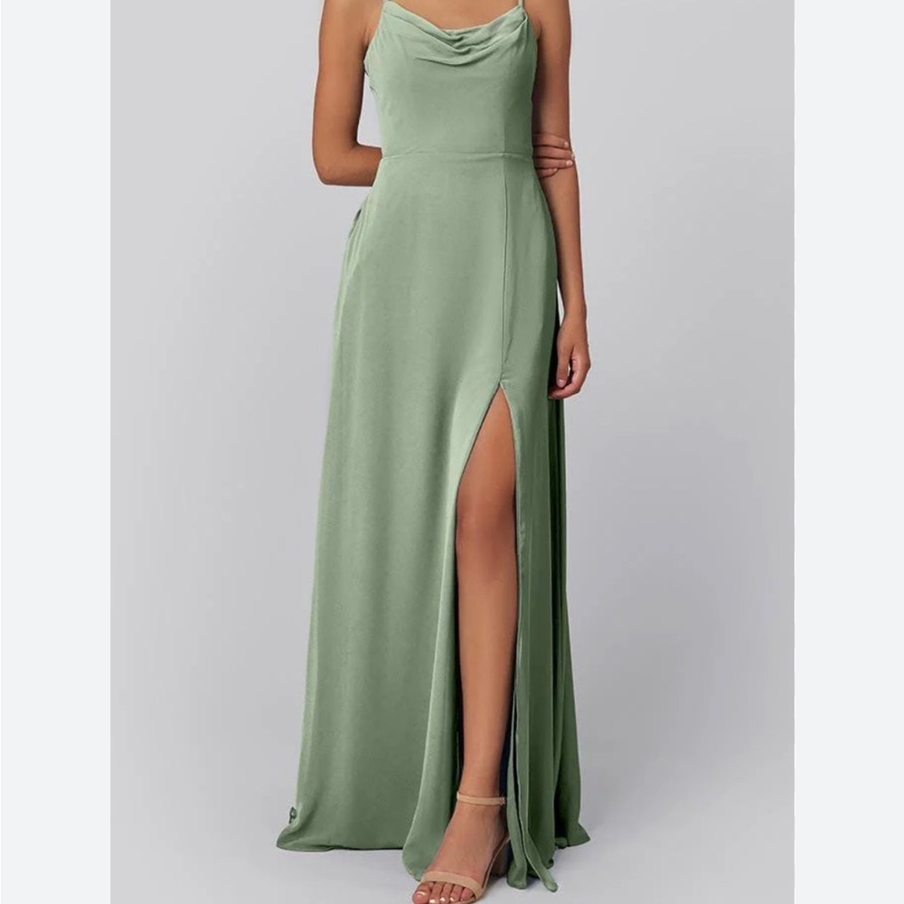 Elegant Mint Green Dress with Pearl Straps